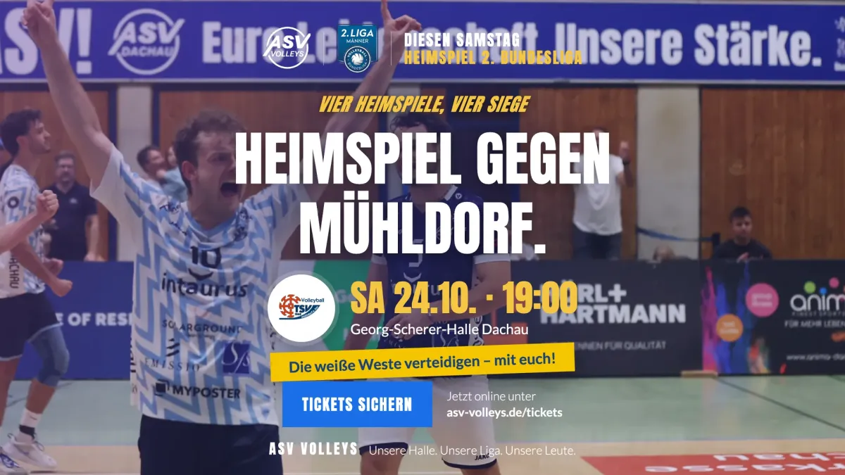 Heimspiel gegen den TSV Mühldorf am Samstag, 24.10., um 19 Uhr in der Georg-Scherer-Halle: Tickets sichern